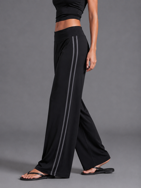 Pantalon large rayé - Noir