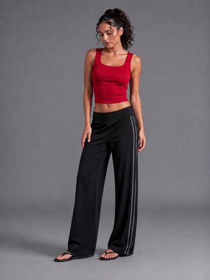 Pantalon large rayé - Noir