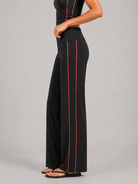 Pantalon large AirFlow – Noir à rayures rouges