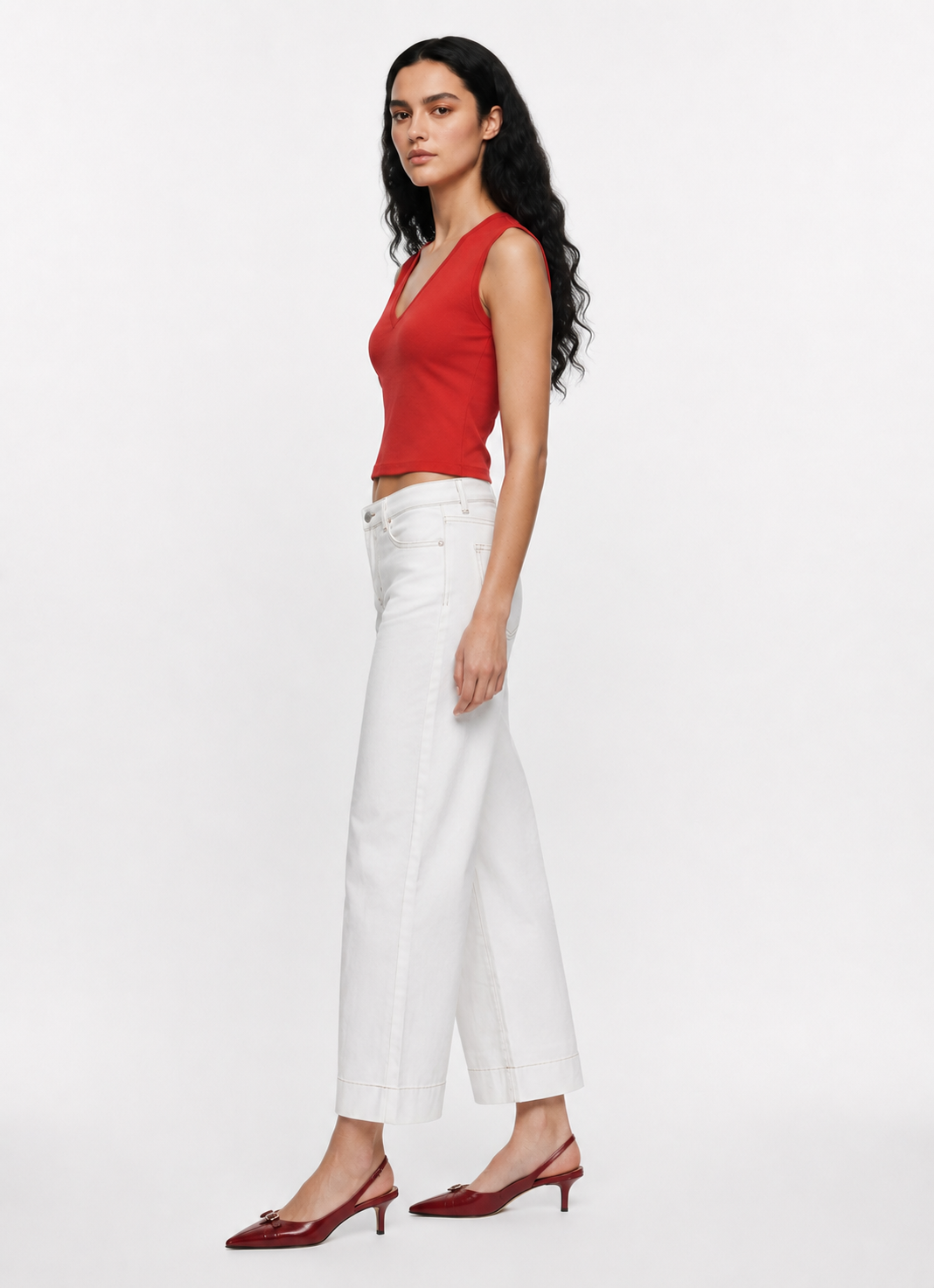 V Neck Tank Top - Cherry