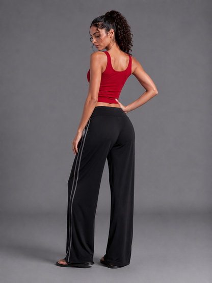 Pantalon large rayé - Noir