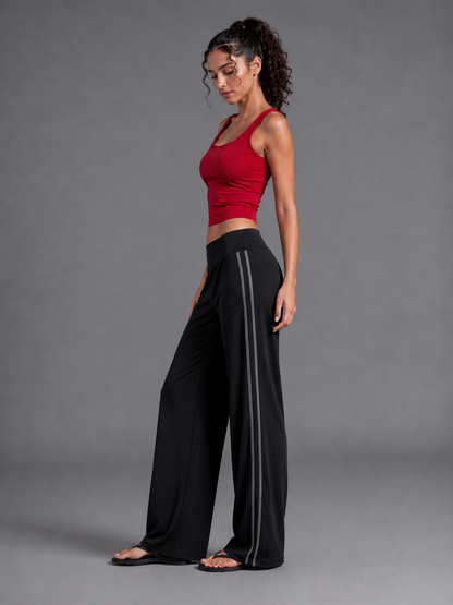 Pantalon large rayé - Noir